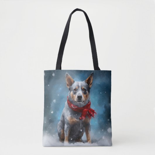 Blauwe heler hond in sneeuw Kerstmis Tote Bag (Voorkant)
