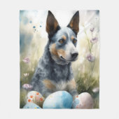 Blauwe heler hond met paaseieren vakantie fleece deken (Voorkant)