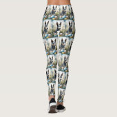 Blauwe heler hond met paaseieren vakantie leggings (Achterkant)