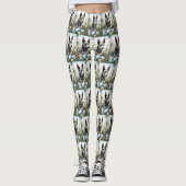 Blauwe heler hond met paaseieren vakantie leggings (Voorkant)