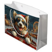 Blauwe Heler Hond Roller Coaster Kerstmis Groot Cadeauzakje (Achterkant Gekanteld)