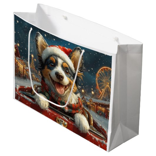 Blauwe Heler Hond Roller Coaster Kerstmis Groot Cadeauzakje (Voorkant Gekanteld)