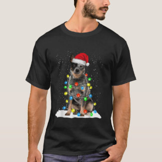 Blauwe heler kerst licht grappig cadeau voor hond t-shirt