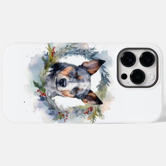 Blauwe heler Kerstkrans feestelijke pup Case-Mate iPhone Case (Achterkant (horizontaal))