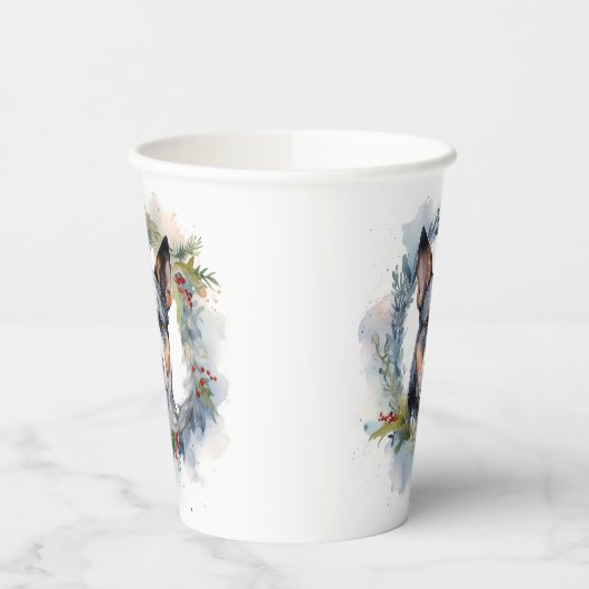 Blauwe heler Kerstkrans feestelijke pup Papieren Bekers (Links)