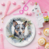 Blauwe heler Kerstkrans feestelijke pup Papieren Bordje (Feest)