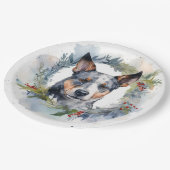 Blauwe heler Kerstkrans feestelijke pup Papieren Bordje (Gekanteld)