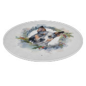 Blauwe heler Kerstkrans feestelijke pup Snijplank (Hoek)