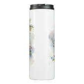 Blauwe heler Kerstkrans feestelijke pup Thermosbeker (Achterkant)