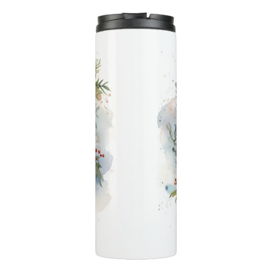 Blauwe heler Kerstkrans feestelijke pup Thermosbeker (Achterkant)