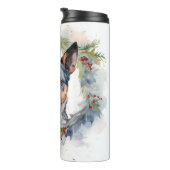 Blauwe heler Kerstkrans feestelijke pup Thermosbeker (Geroteerd rechts)