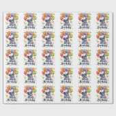 Blauwe heler met ballonnen cadeaupapier (Vlak)