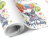 Blauwe heler met ballonnen cadeaupapier (Rol Hoek)