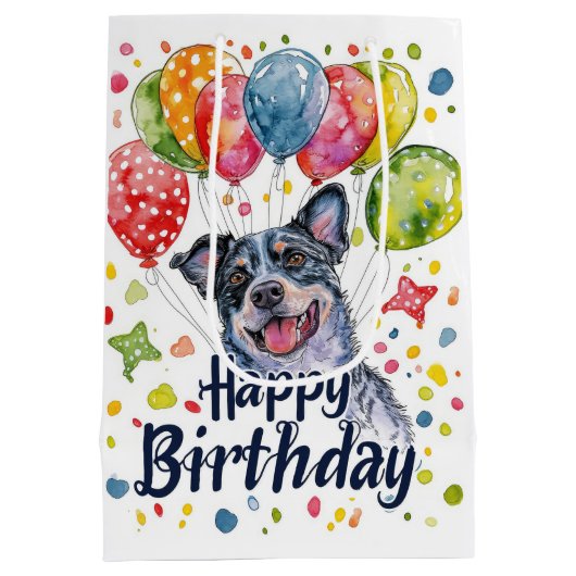 Blauwe heler met ballonnen medium cadeauzakje (Achterkant)