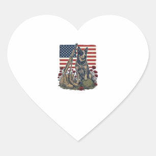 Blauwe Heler Patriottisch Memorium Vintage Gravure Hart Sticker
