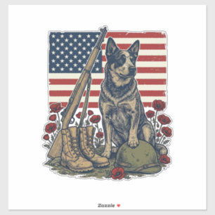Blauwe Heler Patriottisch Memorium Vintage Gravure Sticker