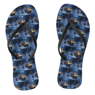 Blauwe Heler Sneeuw Slede Kerst Decoratie Teenslippers