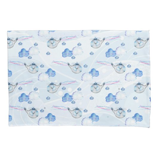 Blauwe helikopter in het wolkenpatroon kussensloop (Voorkant)