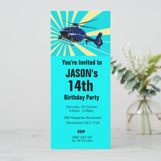 Blauwe helikopter kaart (Staand voorkant)