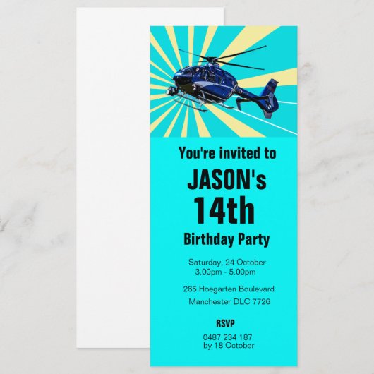 Blauwe helikopter kaart (Voorkant / Achterkant)