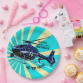 Blauwe helikopter papieren bordje (Feest)