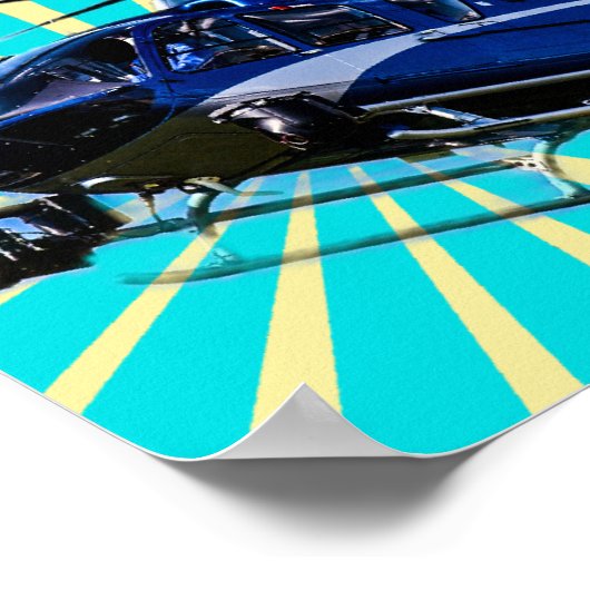 Blauwe helikopter poster (Hoek)