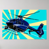 Blauwe helikopter poster (Voorkant)