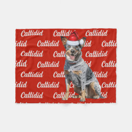 Blauwe Heller Hond met naam Patroon Kerstmis Fleece Deken