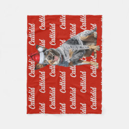 Blauwe Heller Hond met naam Patroon Kerstmis Fleece Deken