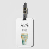 Blauwe Hello World koffiekop Bagagelabel (Voorkant (verticaal))