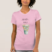 Blauwe Hello World koffiekop T-shirt (Voorkant)
