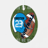 Blauwe Helm met een Football Metalen Ornament (Voorkant links)
