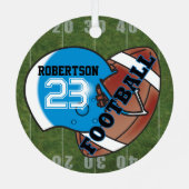 Blauwe Helm met een Football Metalen Ornament (Achterkant)