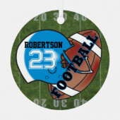 Blauwe Helm met een Football Metalen Ornament (Voorkant)