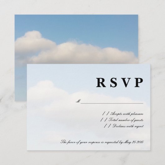 Blauwe hemd witte wolken RSVP trouwkaarten Kaartje (Voorkant / Achterkant)