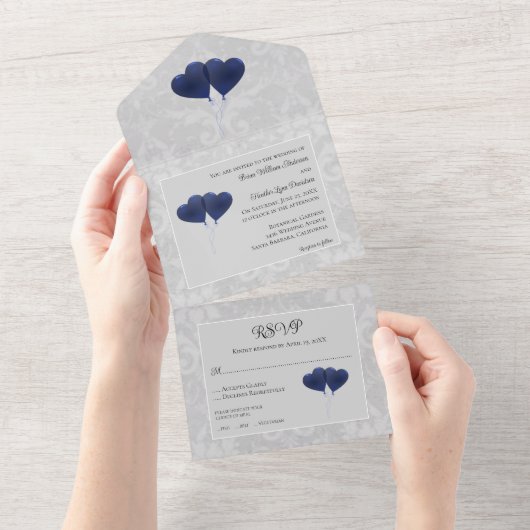 Blauwe hemdballonnen die allemaal in één uitnodigi all in one uitnodiging (Afscheurbaar)