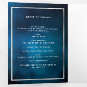 Blauwe hemdfoto drievoudig begrafenisherdenkingspr drieluik aankondiging (Binnenzijde eerst)