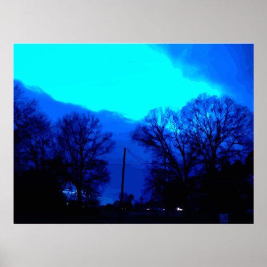 Blauwe hemel bij nacht poster (Voorkant)