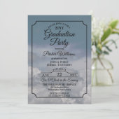 Blauwe hemel boven de Clouds Graduation Party Kaart (Staand voorkant)