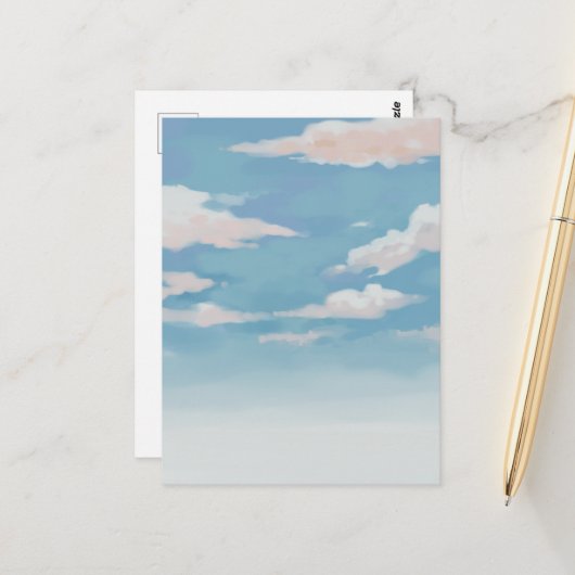 Blauwe hemel briefkaart (Voorkant / Achterkant in situ)