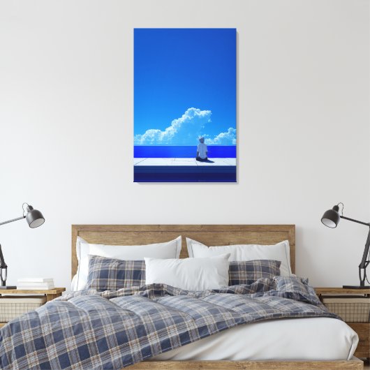 Blauwe hemel canvas afdruk (Insitu (Slaapkamer))