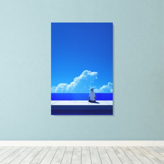 Blauwe hemel canvas afdruk (Insitu (Houten vloer))