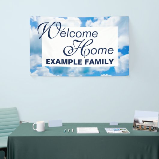 Blauwe hemel Clouds II + jouw tekst & ideeën Spandoek (Beurs)