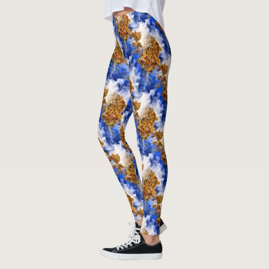 Blauwe hemel en Abstract kunstpatroon voor wolken Leggings (Links)