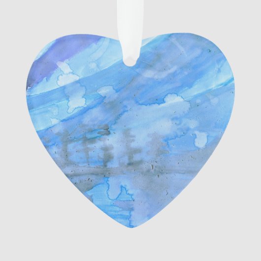 Blauwe hemel en bomen kerstmis 2020 ornament (voorkant)