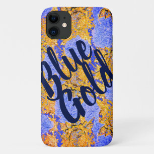 Blauwe hemel en gouden bloemen en jouw tekst Case-Mate iPhone case