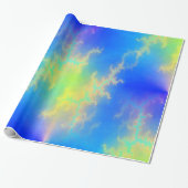 Blauwe hemel en gouden gele blikstrips cadeaupapier (Uitgerold)