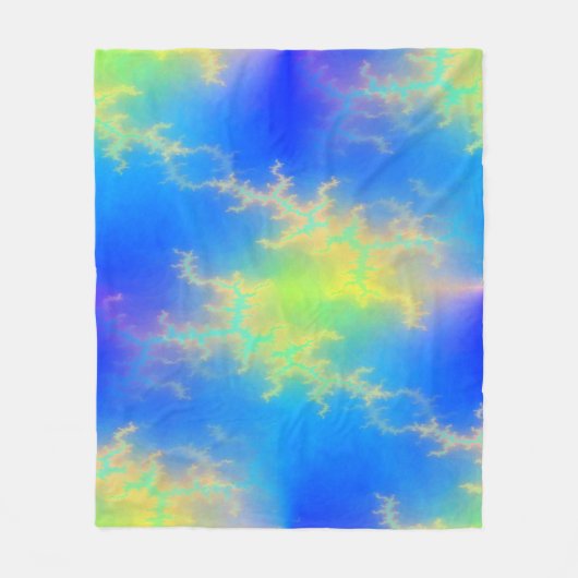 Blauwe hemel en gouden gele blikstrips fleece deken (Voorkant)