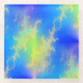 Blauwe hemel en gouden gele blikstrips glazen onderzetter (Voorkant)