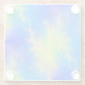 Blauwe hemel en gouden gele blikstrips glazen onderzetter (Achterkant)